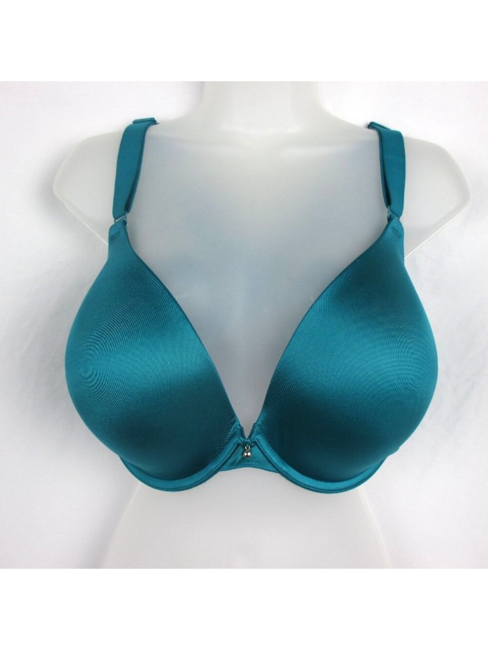 Cacique Invisible Backsmoother Boost Plunge Bra Teal 46D Underwire NEW Smooth